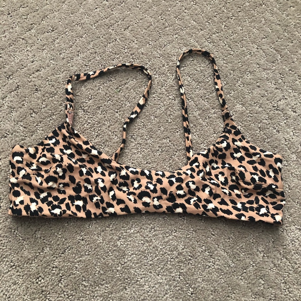 Aerie Leopard Scoop Bikini Top